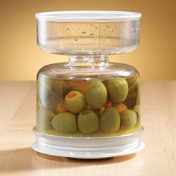 Kitchen Pickle Jar Storage Container | Simply Flip for Instant Straining | Easy Serving | Airtight Lid | 5 1/4" High x 4 1/2" Diameter.