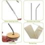 Bamboo Mason Jar Lids Wide Mouth Straw Hole, Natural Mason Jar Lids with 4 Reusable Stainless Steel Straws (Wide mouth)
