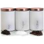 Megachef MC-311W Essential Kitchen Storage 3 Piece Sugar, Coffee and Tea Canister Set in Matte White, 3pc