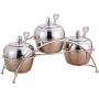 DUDDP Storage Spice lar set Stainless Steel Spice Jars Set,Seasoning Containers with 3 Jars,3 Serving Spoons? Includes Space-Saving Spice Rack (Silver),Kitchen supplies