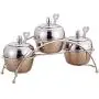 Ensemble de bocaux à épices en acier inoxydable DUDDP, contenants pour assaisonnements avec 3 bocaux, 3 cuillères à servir. Inclut une étagère à épices gain de place (Argent), fournitures de cuisine. Ensemble de bocaux à épices en acier inoxydable DUDDP, contenants pour assaisonnements avec 3 bocaux, 3 cuillères à servir. Inclut une étagère à épices gain de place (Argent), fournitures de cuisine.