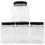 Bouteilles Rectangulaires en Plastique Jaunes (4 Pièces); Pots Rectangulaires Transparents de 4 Cuillères à Café avec Couvercles Noirs, Faciles à Tenir Bouteilles Rectangulaires en Plastique Jaunes (4 Pièces); Pots Rectangulaires Transparents de 4 Cuillères à Café avec Couvercles Noirs, Faciles à Tenir