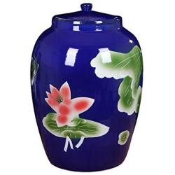 Food Jars & Crocks Rice Storage Barrel Household Large Capacity Ceramic Rice Cylinder Kitchen Storage Moisture-proof Insect-proof Hand-fired 25kg 50kg (Color : A, Size : 33x48cm)