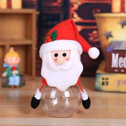 Thenxin Mini Christmas Candy Jar Food Storage Container Clear Plastic Candy Jar for Peppermints and Assorted Candy Party Decor Kids Gift(A-B,7 x 17 cm)