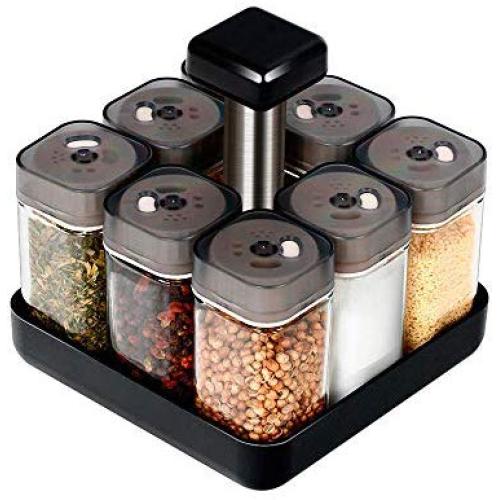 Revolving Spice Rack Organizer Caddy, Rotating Spice Storage for Cabinet and Kitchen, 8 Jar Herb and Spice Countertop Spice Rack(Spices Not Included)