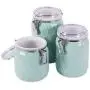Premium 3-teiliges modernes Honigwaben-Half-Matte-Glanz-Keramik Küchenbehälter mit Belüftungsdeckel zur Lebensmittelaufbewahrung, Servieren von Kaffee, Zucker, Tee, Gewürzen und mehr – Blau