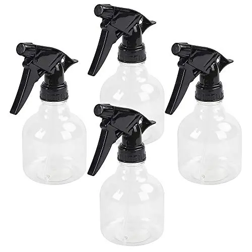 Plastik Sprühflaschen 4er Set, 237 ml (8 oz) Klare Sprühflaschen mit Schwarzlichem Auslöser, Verstellbarer Düse, für Reinigungsmittel, Gartenarbeit und Kochen