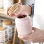 Food Storage Jar, Ceramic Kitchen Canisters with Airtight Seal Bamboo Lid, Food Storage Canister for Tea, Coffee Bean, Spice, Sugar, Flour 275ml/ 400ml (Pink)