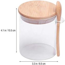 1PC Glass Jar Storage Bottle Clear Sealed Canister With Lid And Spoon Compatible For Loose Tea Salt Sugar