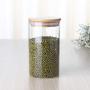 Multipurpose Bamboo Lid Glass Airtight Canister Storage Bottles Jars Grains Tea Leaf Coffee Beans Candy Food Jar,650Ml