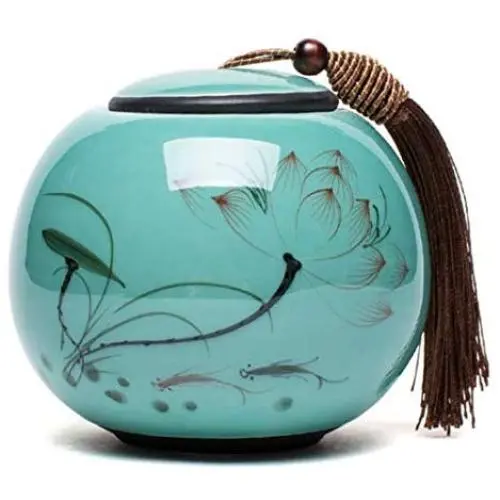 Pot en céramique à thé de l'orchidée de l'lotus chinoise au citron Cool/Contenants à thé/Contenants à thé/Pot à thé/Contenants de stockage de bonbons/Récipient à sceau Cadeaux de mariage