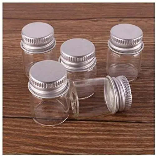 100 Stück 5ml Größe 2230mm Transparente Glas Duft- Gewürz Flaschen Kleine Glasflaschen mit Silber Schraubverschluss für DIY Bastelarbeiten