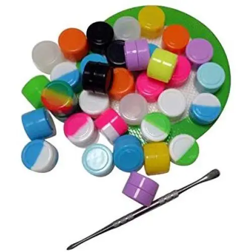 HONEYYE 2ml Silikondosen Öl Wach Konzentrat Behälter 100+1 Silberwerkzeug+1 Pad