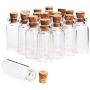 UPSTORE 24pcs (3ml/0.1oz) Empty Clear Glass Wish Bottles with Cork Stopper Refillable DIY Ink Bottle Craft Accessories Portable Travel Makeup Storage Container for Message Jewelry Bath Salt Candy