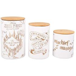 Harry Potter Marauders Map Porcelain 3 Piece Canister Set - Three Sizes with Gold Marauders Map Design