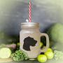 Green German Rough Haired Pointer Silhouette Frosted Glass Mason Jar With Straw