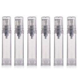 12PCS 10ML / 0.34oz Transparent Small Ounce Empty PS Plastic Airless Vacuum Pump Press Bottle Jar Pot Vial Container For Cosmetic Makeup Serums Cream Lotion Travel Toiletries Liquid Toner Sample