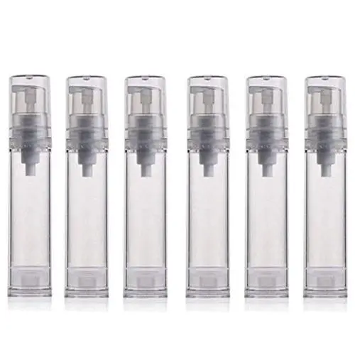 12 Stück 10 ml / 0,34 oz Transparente Kleine Unze Leere PS-Kunststoff Luftpumpen-Behälter für Kosmetik, Make-up, Seren, Creme, Lotion, Reise-Toiletten, Flüssige Toner, Probenbehälter