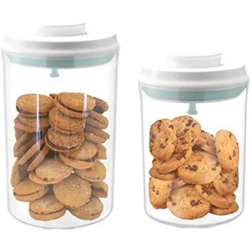 Dicht verschließbare Keksdosen, Küchenbehälter mit Deckeln, Plastikbehälter, für Mehl und Zucker, Set aus 2 (2 qt + 1 qt)