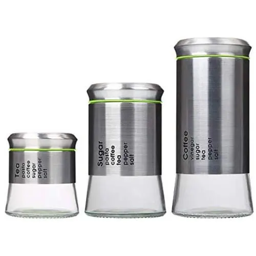 3 Stück Edelstahl-Vakuumdosen Küchen Kaffeebohnen-Behälter Süßigkeiten diverse Lebensmittel Tanks Teebehälter