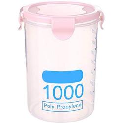 OUYAWEI Kitchen Grain Storage Tank Box Transparent Sealed Plastic Jar Food Storage Container Pink 1000ml