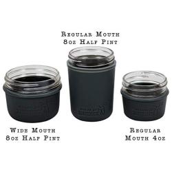 MJL Wide Mouth Half Pint Silicone Sleeve for Kerr Mason Jars (Charcoal Gray, 2 Pack)