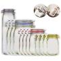 vivaBKK Mason Jar Shaped Plastic Zipper Bags Food Storage Reusable Eco Friendly Snacks Bags Set of 12