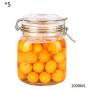 Kitchen Food Storage Jar Airtight Food Storage Storage Jar 5 Square Glass Spice Bottles Transparent Glass Lids Stainless Steel Buckle Airtight Food Storage Spice Container Set 1000ML