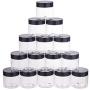 PH PandaHall 18 pcs 60ml(2 Oz) Empty Clear Plastic Slime Storage Favor Jars Wide-Mouth Sample Containers Round Cosmetic Travel Pot with Black Screw Cap Lids for Beads Jewelry Make Up Nails Art