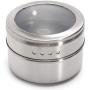KUCY Storage Container 12Pcs Stainless Steel Magnetic Spice Tin Kitchen Storage Container Jars Clear Lid