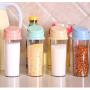 UPKOCH Clear Plastic Spice Jars Buckle Type Food Storage Containers Transparent Seasoning Box Kitchen Storage Bottles Jar with Automatic Cap (Green)