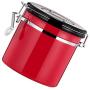 joyMerit Stainless Steel Airtight Canister with Co2 Vent Valve＆ Date Tracker Wheel and Locking Clamp for Kitchen, Coffee Ground Vault Jar, Red, 27-ounce