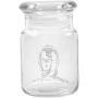 Clear Glass Herb Stash Jar with Lid 4.5 oz with C3P0 Logo from Smoke Promos