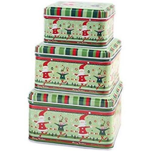 Mei Yun 3Pcs/set Gift Wrap Boxes Christmas Candy Jar Container Storage Box Party Candy Box Gift Boxes (Green)