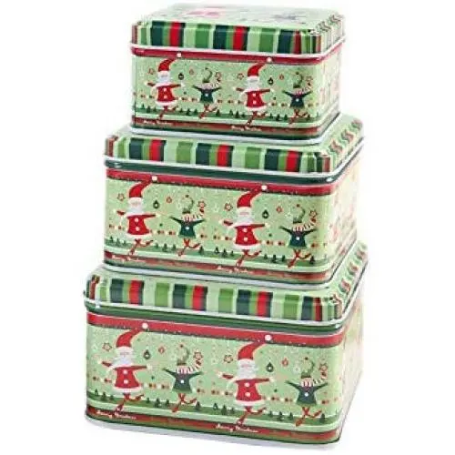 3er Set Geschenkverpackung Boxen, Weihnachts-Candylöffel-Behälter, Aufbewahrungsboxen, Party-Candylöffel-Boxen, Grün