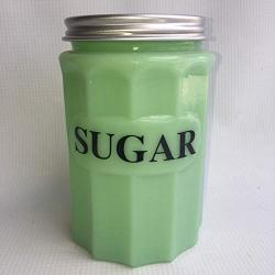 Jade Glass Retro Country SUGAR Medium Canister/Container - Vintage Style Kitchen - Jadeite Jadite