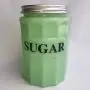 Jade Glas Retro Landhaus Zuckerbehälter/Behälter - Vintage Stil Küche - Jadeite Jaditee