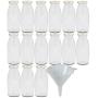 Viva Haushaltswaren 15 Mini/Milk Bottles 250ml Glass Bottles with Silver Screw Tops for Self-Filling with Filling Funnel Diameter 12 cm