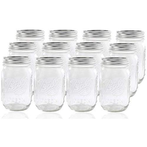 Glasballen-Mason-Flasche mit Deckel und Verschluss, Regular Mouth, 12 Stück