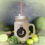 Royal Blue&quotJ" Christmas Tree Toy Monogram J Frosted Glass Mason Jar With Straw