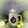 Royal Blue&quotJ" Christmas Tree Toy Monogram J Frosted Glass Mason Jar With Straw