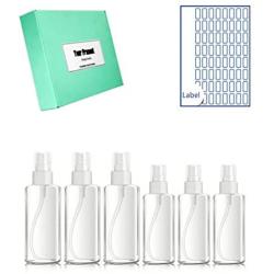 ROISOOT Fine Mist Spray Bottle with Many Labels for Hand Sanitizer/Rubbing Alcohol/Essential Oil,Easy to Use 6 Pack(30ml×3,60ml×3)