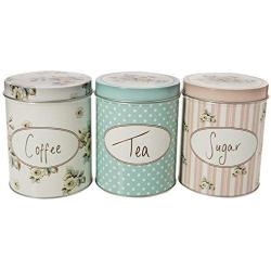 Katie Alice Set of Three Cottage Flower Large Coffee, Sugar & Tea Storage Tins