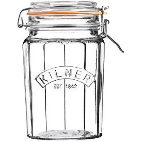 Bocal en verre Kilner à Facettes avec Bouchon Clip, Joint Étanchéifié pour la Conserve, la Conservation et le Stockage, 33,5 oz. Bocal en verre Kilner à Facettes avec Bouchon Clip, Joint Étanchéifié pour la Conserve, la Conservation et le Stockage, 33,5 oz.