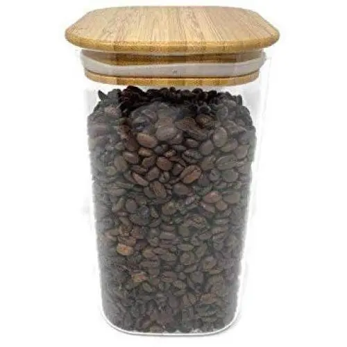 Luftdichter Bambusdeckel – Moderner, klarer Behälter für Lebensmittel- und Tee/Kaffee/Gewürze (1400 ml)