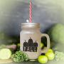 Soft Pink Fall Pumkins Frosted Glass Mason Jar With Straw