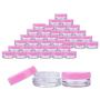 (100 Pcs) Beauticom 3G/3ML Round PINK Screw Cap Lid with Clear Base empty Plastic Container Jars for Cosmetic Cream Pot Makeup Eye Shadow Nails Powder Jewelry (Quantity: 100 Pieces)