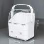 Haturi Makeup Organizer, Waterproof & Dustproof Cosmetic Organizer Box Fully Open Makeup Display Boxes ,Makeup Caddy Holder for Bathroom, Dresser, Countertop (White)