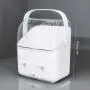 Haturi Makeup Organizer, Waterproof & Dustproof Cosmetic Organizer Box Fully Open Makeup Display Boxes ,Makeup Caddy Holder for Bathroom, Dresser, Countertop (White)