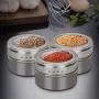 Clear Lid Magnetic Spice Tin Jar Stainless Steel Spice Sauce Storage Container Jars Kitchen Accessories,6Pcs